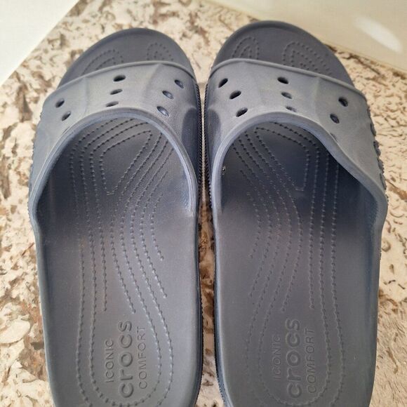 Crocs Unisex Classic Slide Sandals, Black Size 10M/12W - Picture 3 of 7